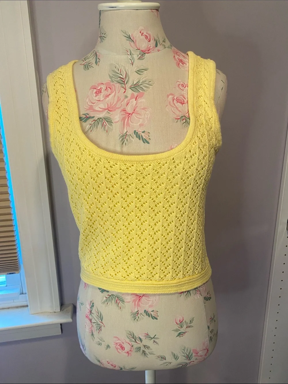 Z Supply Pale Yellow Open-Knit Cropped Cardigan and shell set